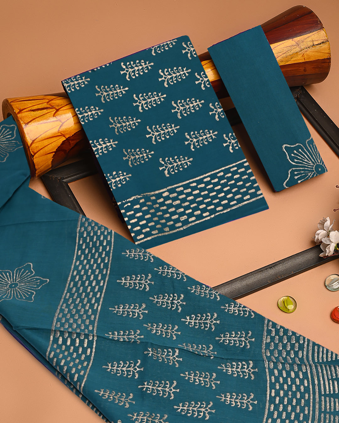Graceful Gold printed Cotton Suit With Cotton Dupatta (BSCOTMU28)