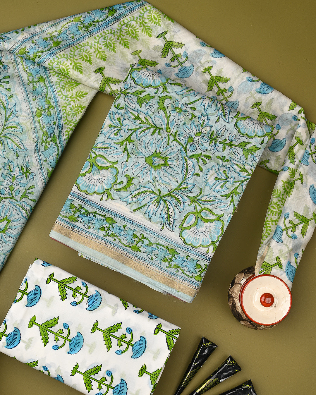 Exclusive Sanganeri Print Chanderi Silk Suit Set (EACHACH08)