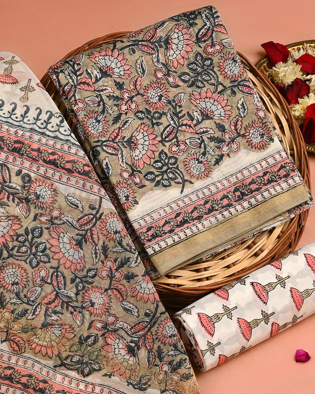 Exclusive Sanganeri Print Chanderi Silk Suit Set (EACHACH07)