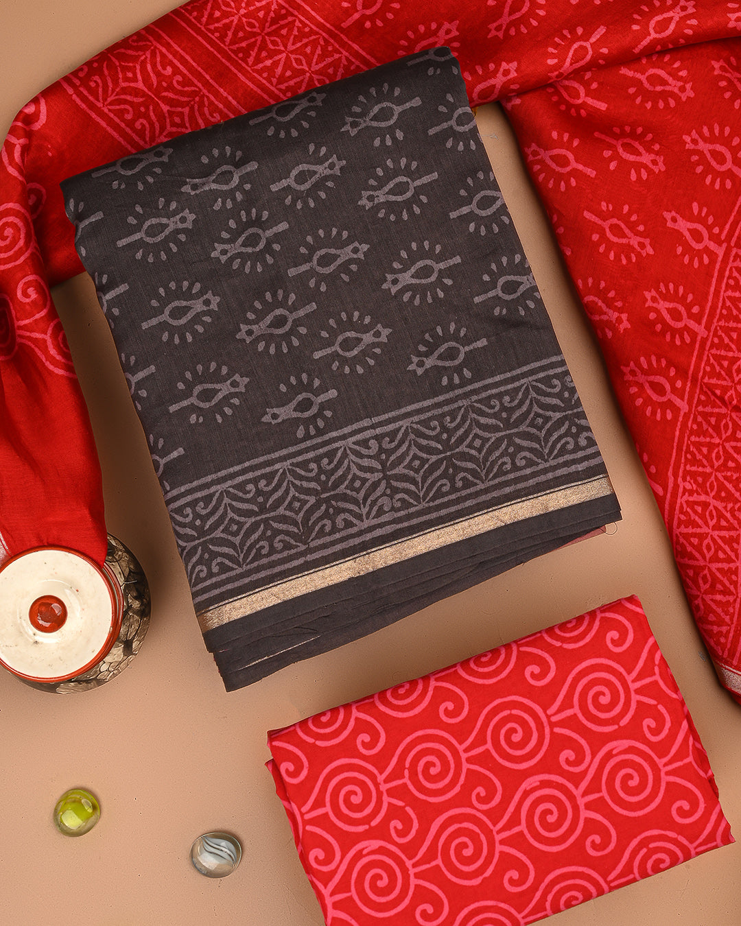 Exclusive Discharge Print Chanderi Silk Suit Set (EACHACH27)