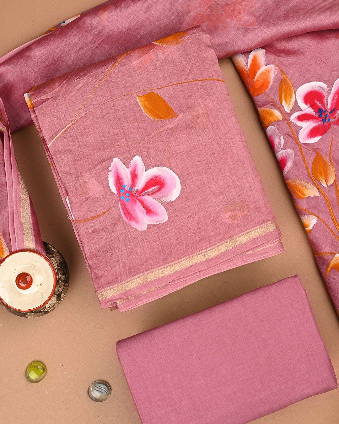 Exclusive Hand Painted Chanderi Silk Suit Set (EACHACH25)