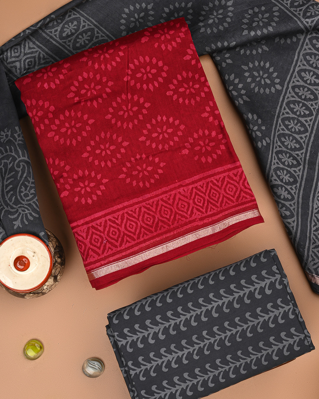 Exclusive Discharge Print Chanderi Silk Suit Set (EACHACH18)