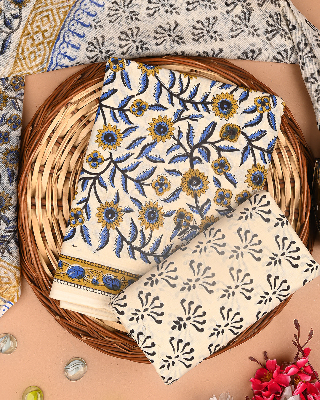 Exclusive Hand Block Print Cotton Suit With Kota Doria Dupatta(BSCOTKO113)