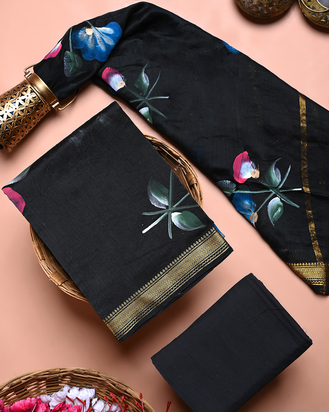 New Exclusive Hand Printed Maheshwari Silk Suit (BSMAHMA79)