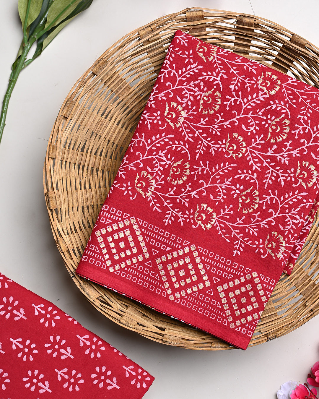 New Elegant Hand Block Print Cotton Suit Top And Bottom Set (BSTB100)