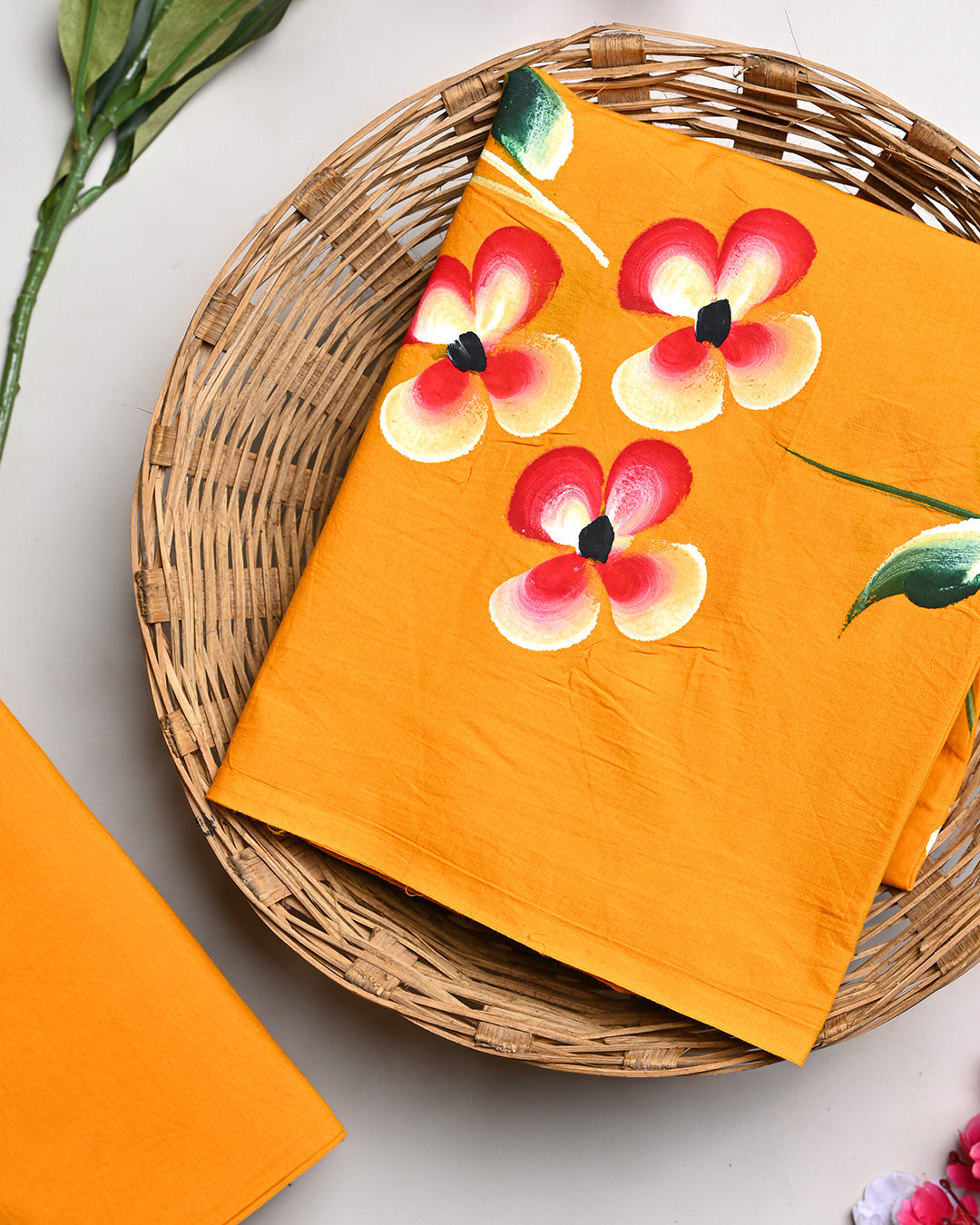 Premium Hand Painted Cotton Suit Top And Bottom Set (BSTB110)
