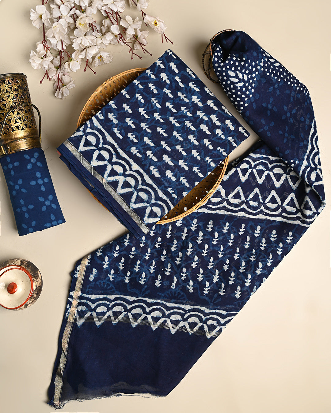 Elegant Dabu Print Chanderi Silk Suit Set (BSCHACH38)