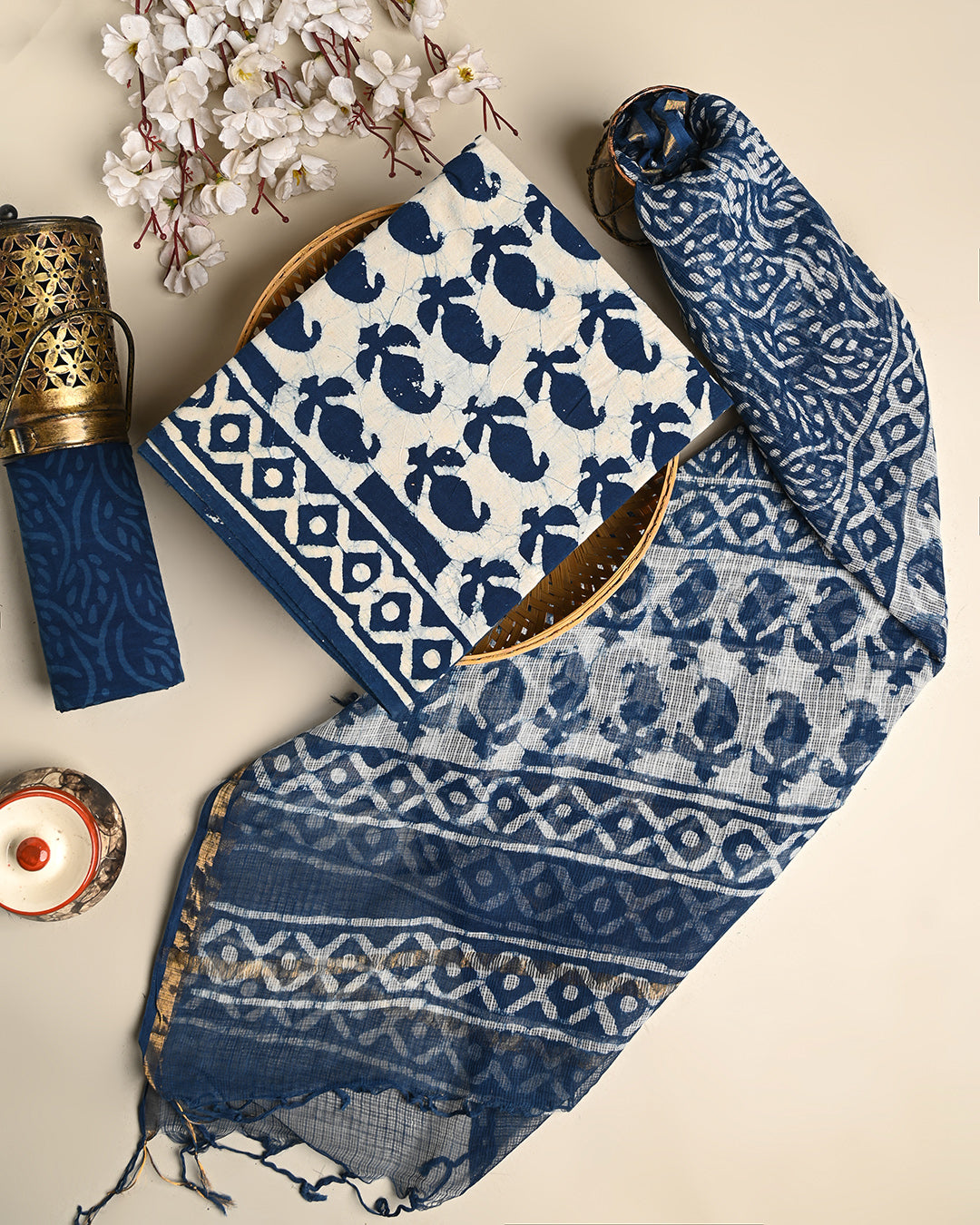 Premium Dabu print Cotton Suit With Kota Doria Dupatta (BSCOTKO117)