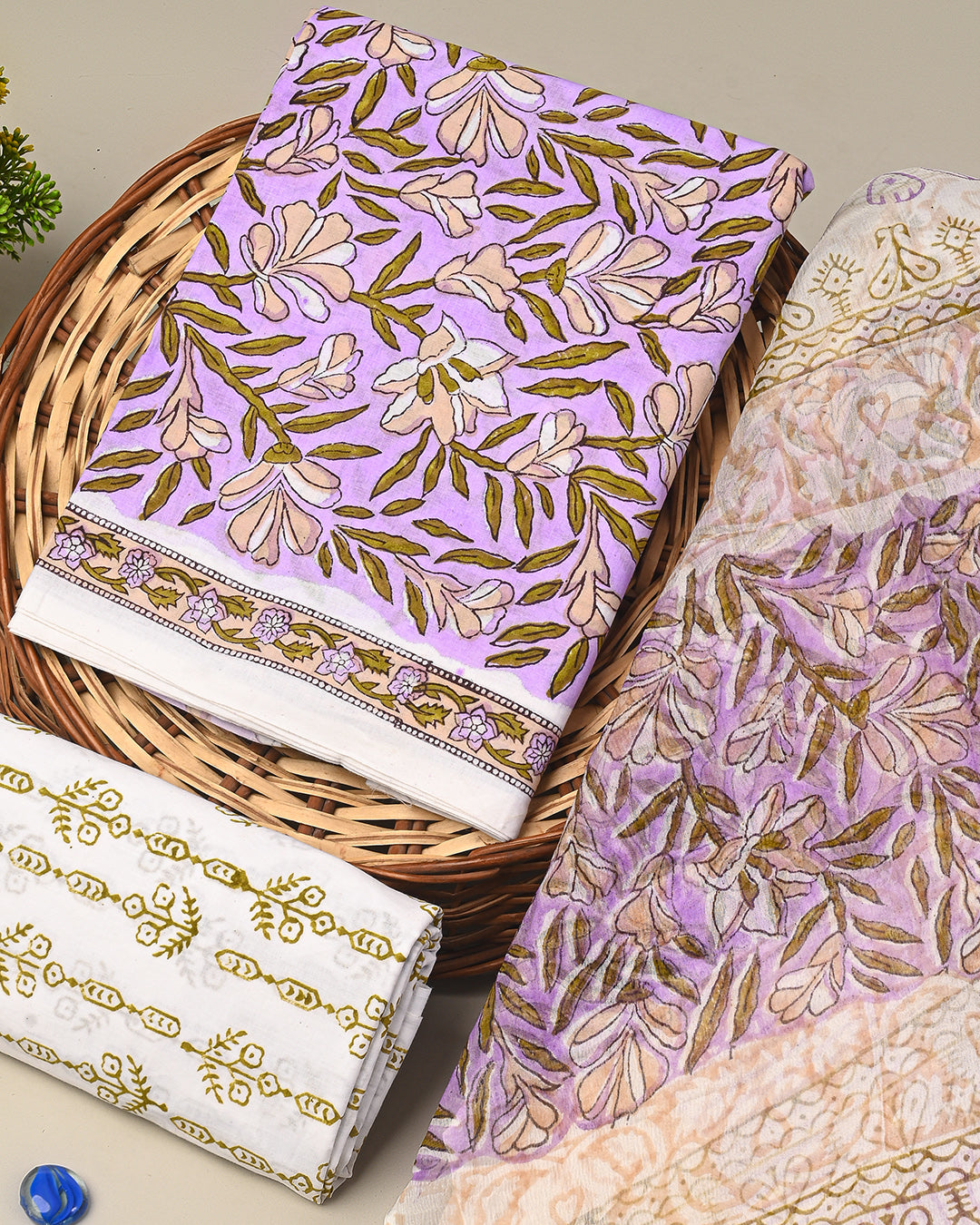 Premium Pink and Brown Cotton Suit With Chiffon Dupatta (EACOTCH53)