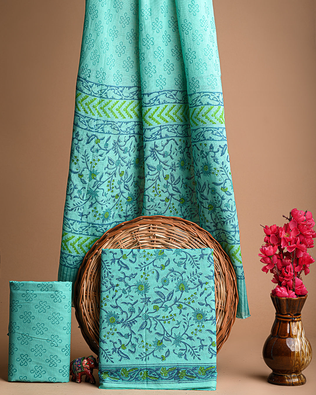 Designer Sanganeri Print Cotton Suit With Cotton Dupatta Cotmu59