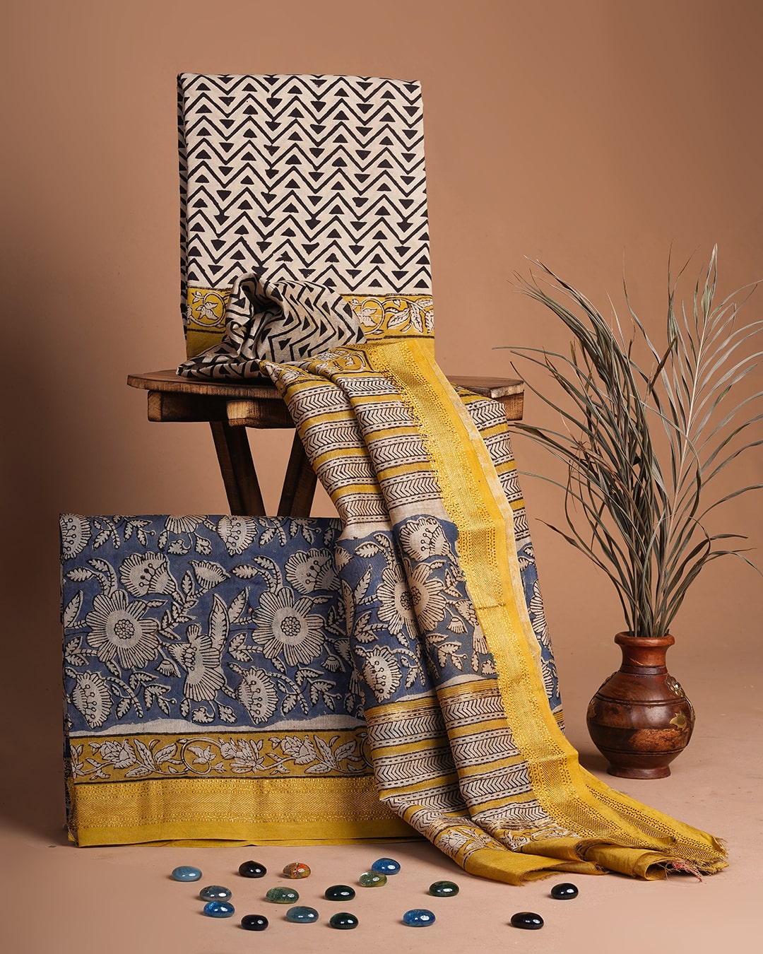 Premium Bagru Print Maheshwari Silk Suit Set (BSMAHMA24)