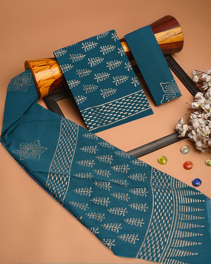 Graceful Gold printed Cotton Suit With Cotton Dupatta (BSCOTMU28)