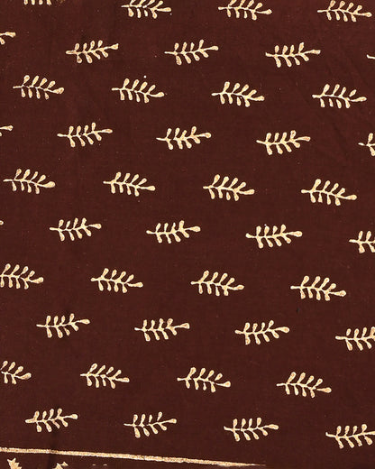 Exclusive Brown Cotton Suit With Mulmul Dupatta  EACOTMU56