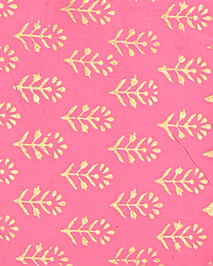 New Pink Golden Printed Cotton Suit With Cotton Dupatta(EACOTMU44)