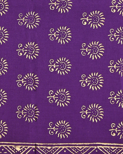 Traditional Purple  Cotton Suit With Cotton Dupatta(EACOTMU49)