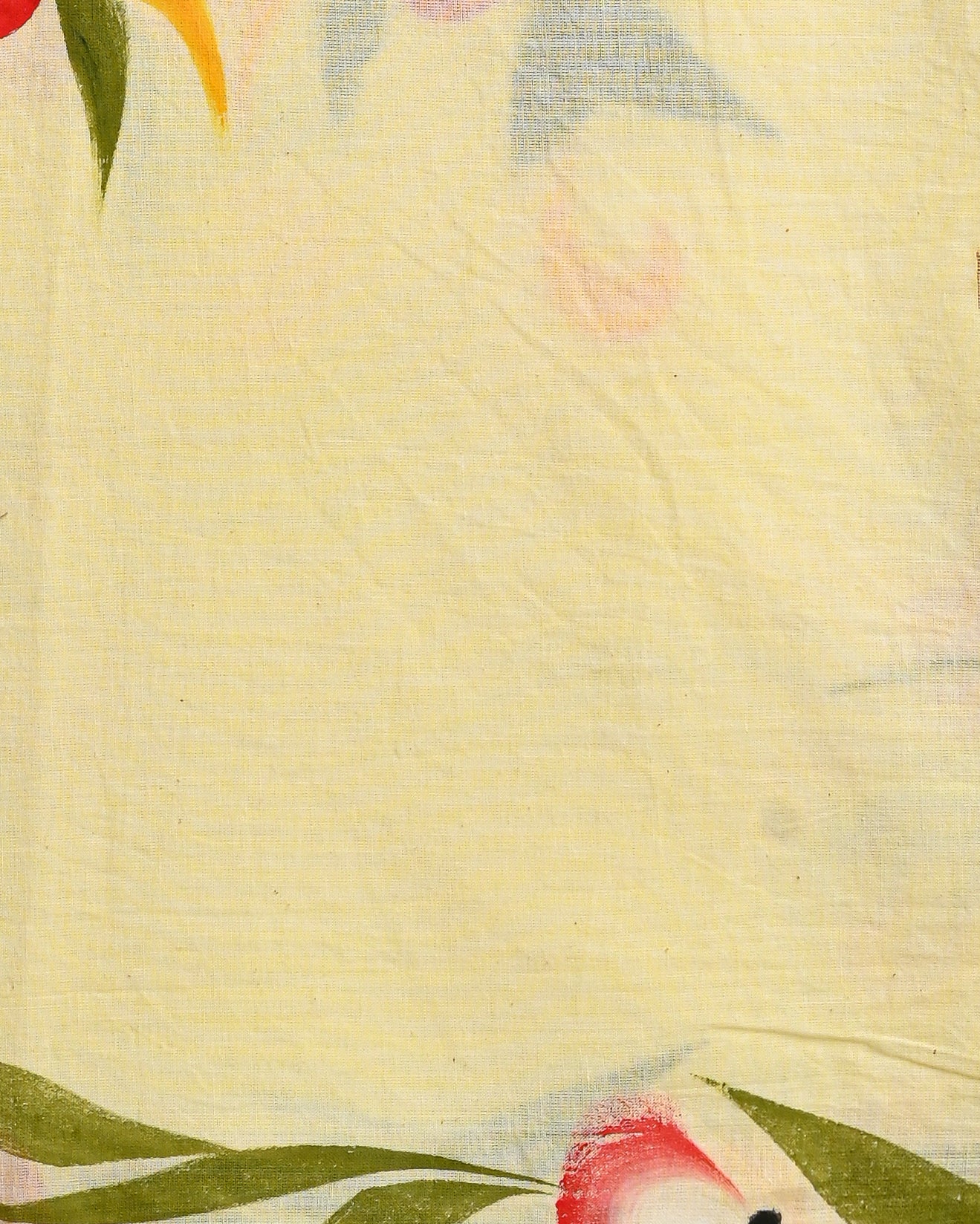 Premium Yellow And Red Floral  Hand Block Printed Cotton Suit With Mulmul Dupatta  EACOTMU31