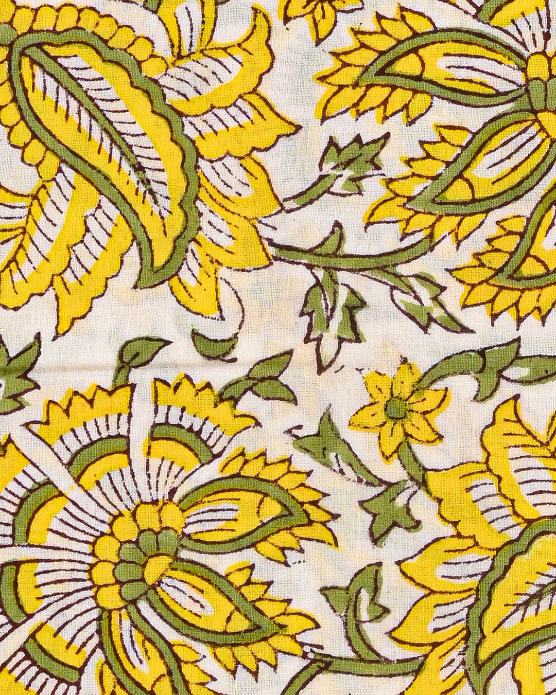 Premium Yellow Hand Block Sanganeri Print Cotton Suit With Chiffon Dupatta (BSCOTCH16)