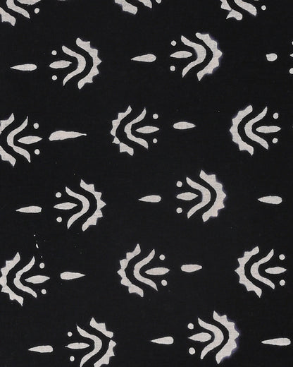 Premium Black and White Sanganeri Print  Cotton Suit With Kota Doria Dupatta (EACOTKO52)