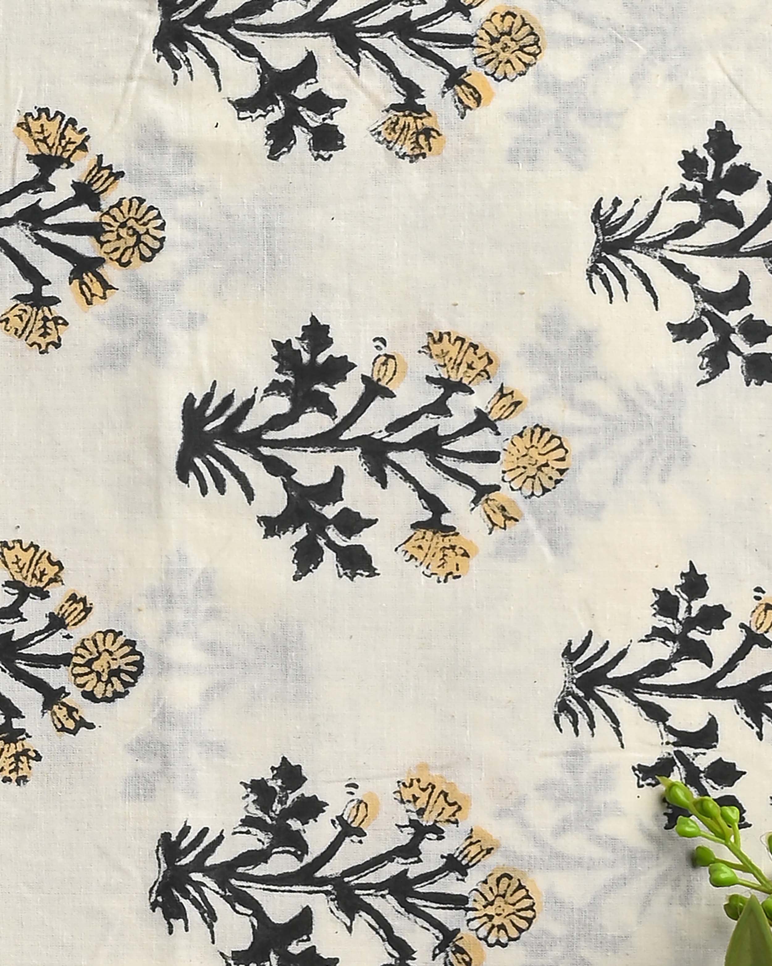 New Floral Hand Block Printed Cotton Suit With Cotton Dupatta(EACOTMU37)