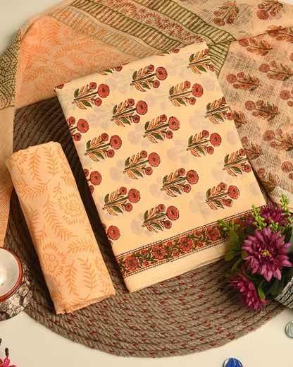 Premium Peach Cotton Suit With Kota Dupatta EACOTKO27
