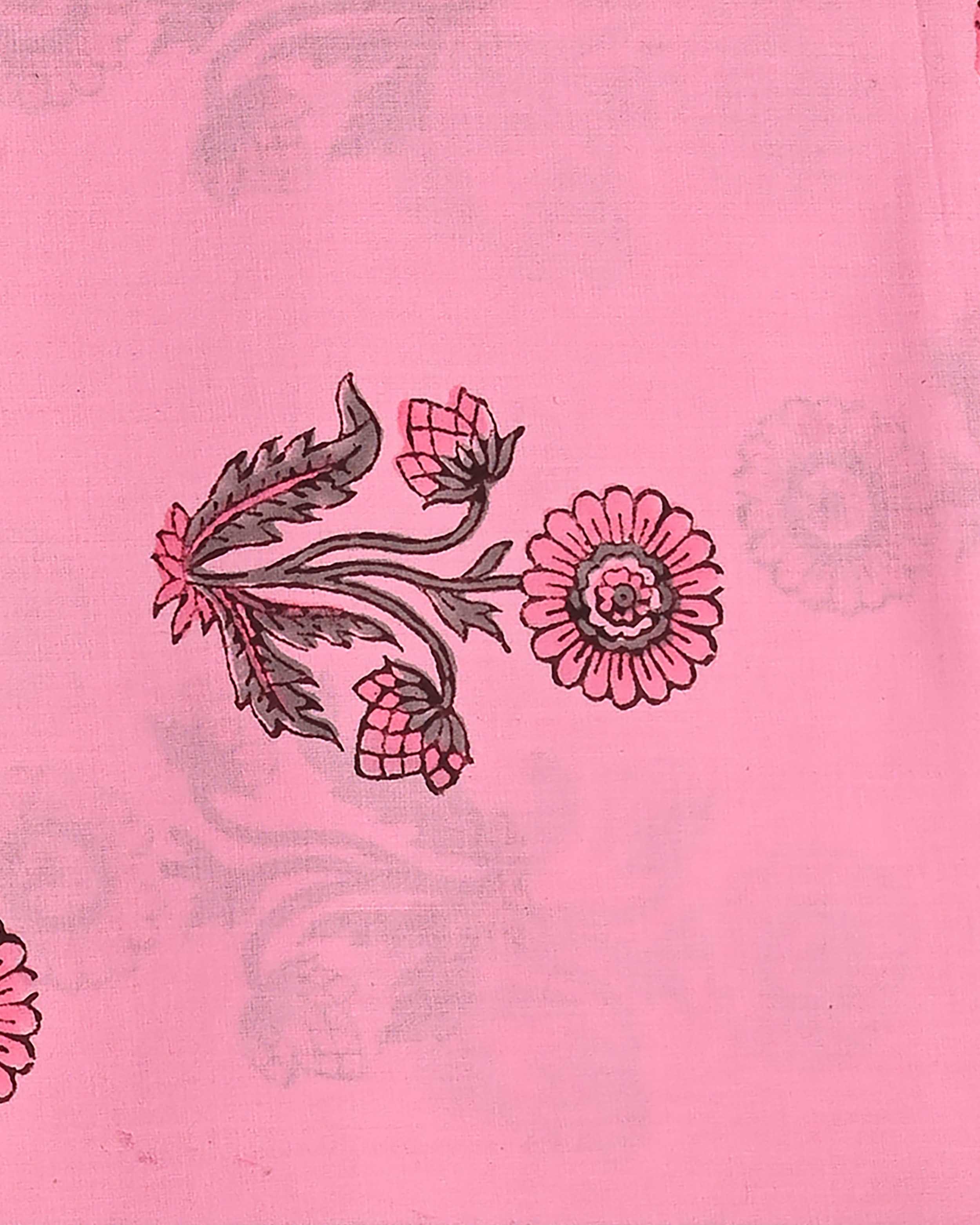Hand Floral Jaal Block Print Cotton Suit With Kota Dupatta EACOTKO23