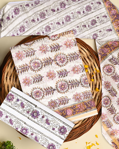 Elegant Sanganeri Print Chanderi Silk Suit Set (BSCHACH14)