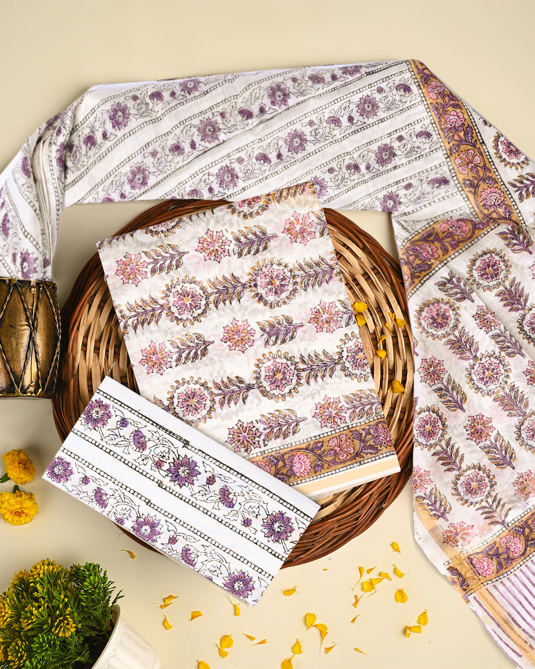 Elegant Sanganeri Print Chanderi Silk Suit Set (BSCHACH14)