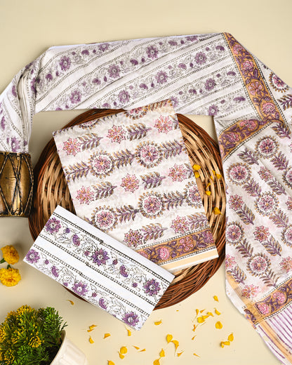 Elegant Sanganeri Print Chanderi Silk Suit Set (BSCHACH14)