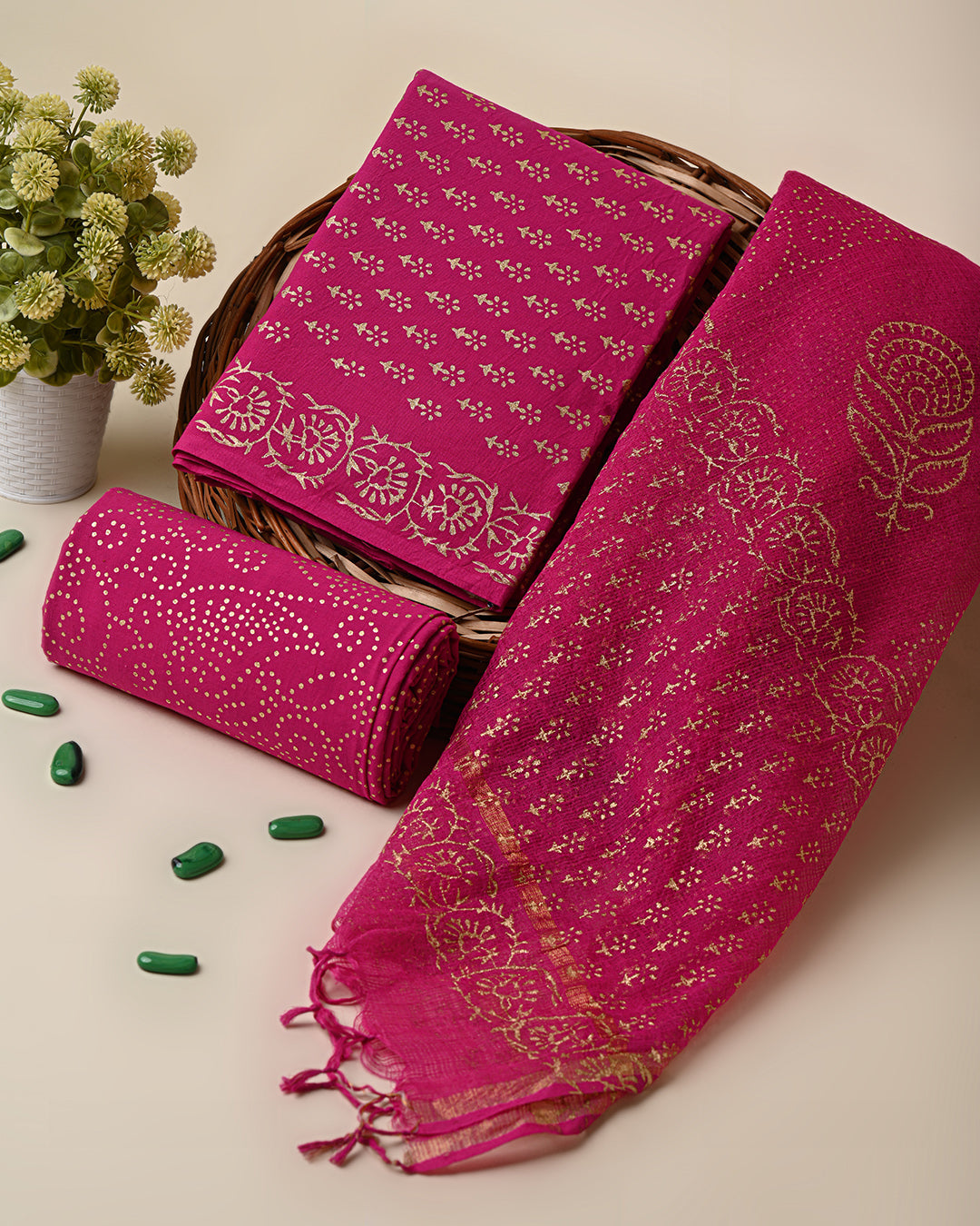 Exclusive Hand Block Print Cotton Suit With Kota Dupatta (BSCOTKO14)