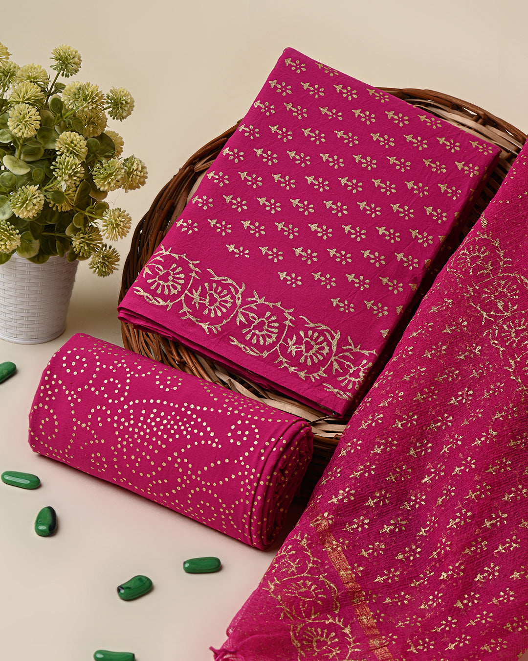 Exclusive Hand Block Print Cotton Suit With Kota Dupatta (BSCOTKO14)