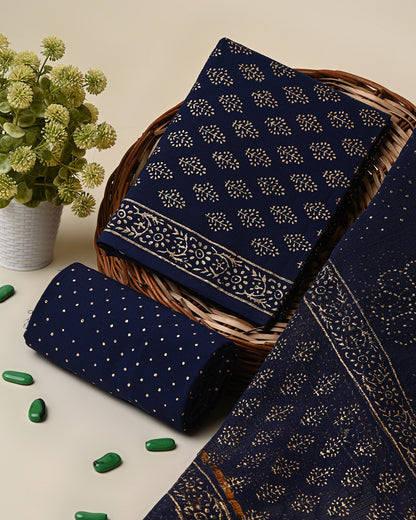 Exclusive Hand Block Printed Cotton Suit With Kota Dupatta (BSCOTKO34)
