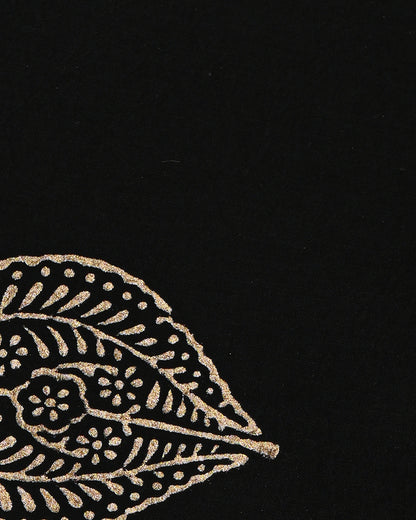 Premium Black Hand Block Elegant Gold Print Cotton Suit With Kota Dupatta (BSCOTKO08)