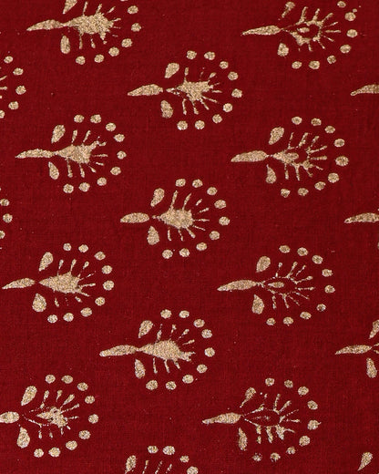 Hand Block Elegant Gold Print Cotton Suit With Kota Dupatta (BSCOTKO33)