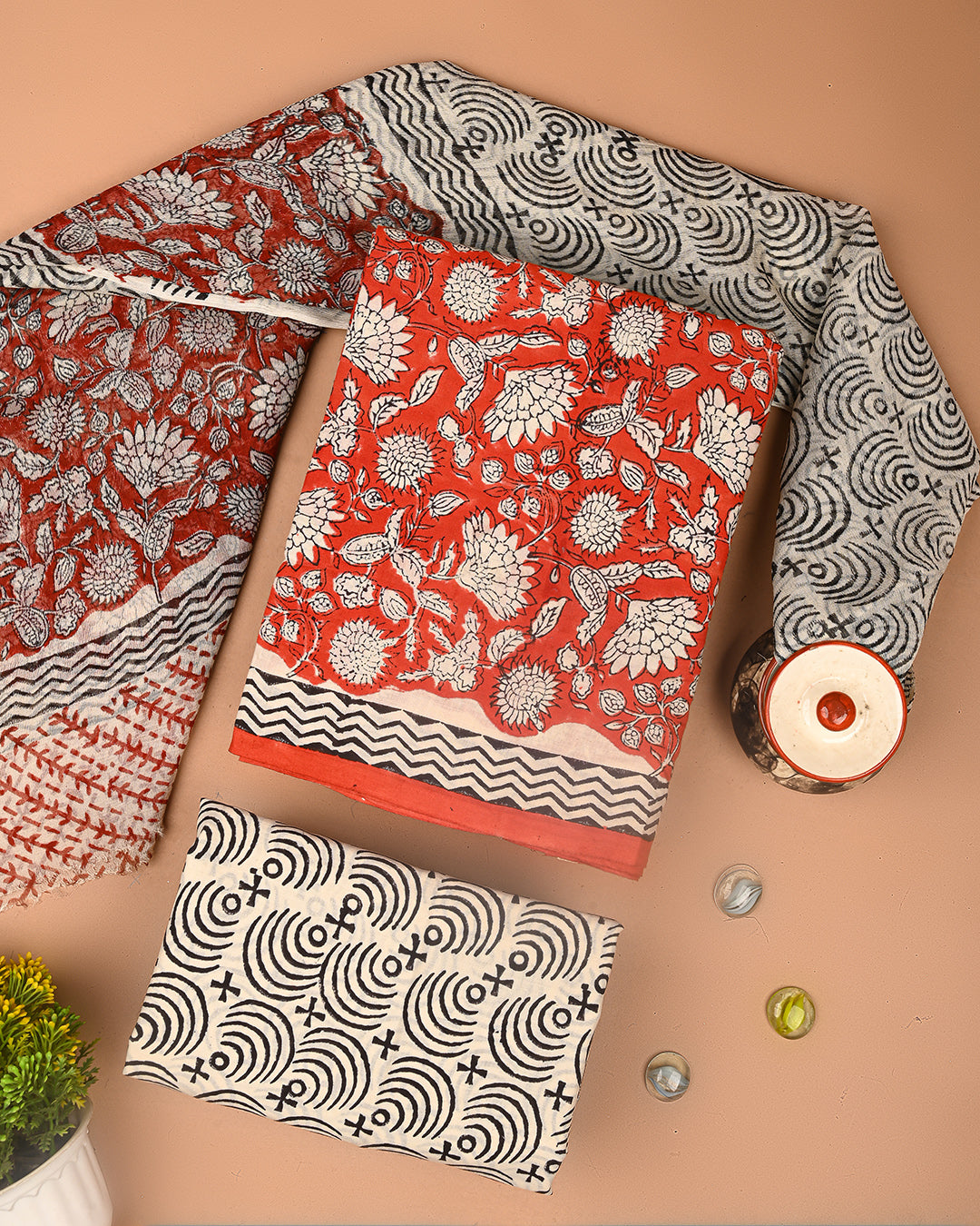 Premium Sanganeri Printed Cotton Suit With Chiffon Dupatta (BSCOTCH85)