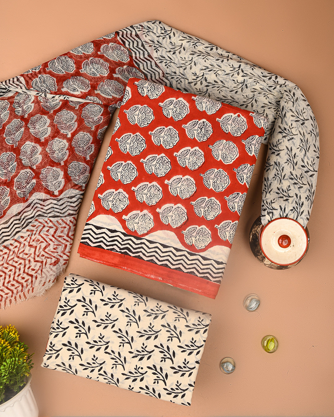 Premium Sanganeri Printed Cotton Suit With Chiffon Dupatta (BSCOTCH87)