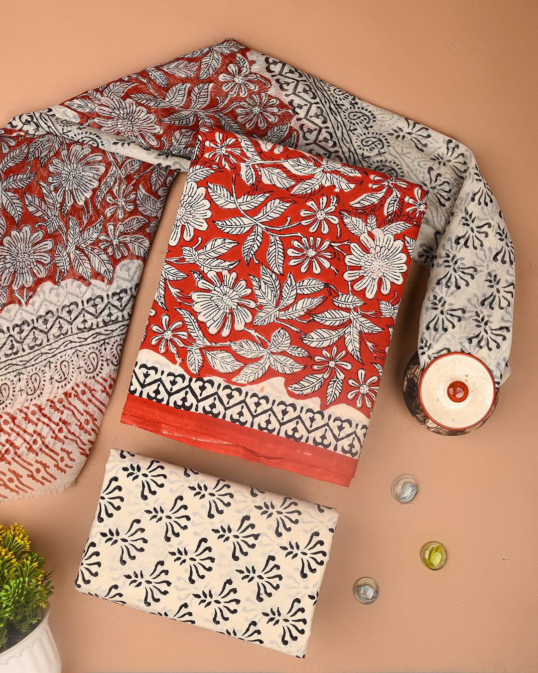 Premium Sanganeri Printed Cotton Suit With Chiffon Dupatta (BSCOTCH86)