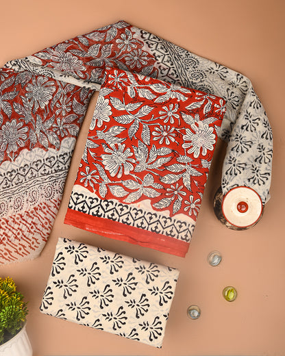 Premium Sanganeri Printed Cotton Suit With Chiffon Dupatta (BSCOTCH86)
