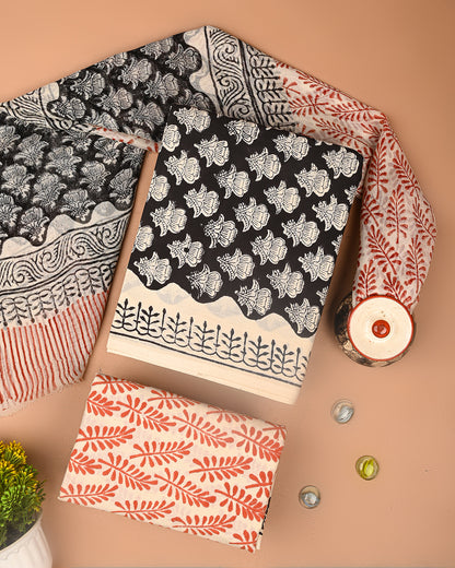 Premium Sanganeri Printed Cotton Suit With Chiffon Dupatta (BSCOTCH91)
