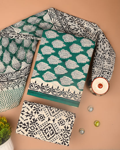 Premium Sanganeri Printed Cotton Suit With Chiffon Dupatta (BSCOTCH69)