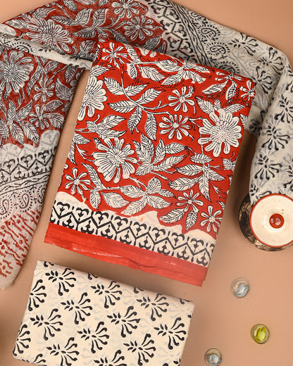 Premium Sanganeri Printed Cotton Suit With Chiffon Dupatta (BSCOTCH86)