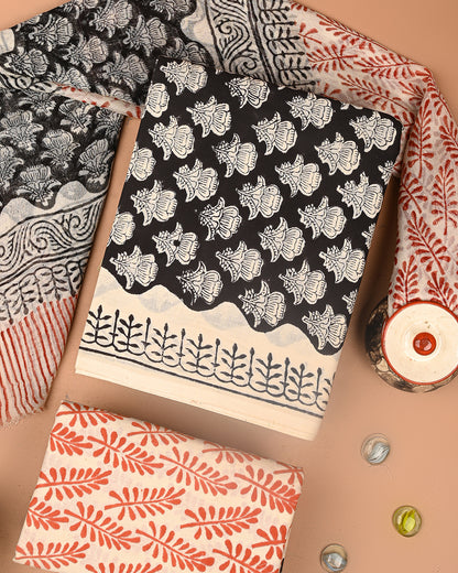 Premium Sanganeri Printed Cotton Suit With Chiffon Dupatta (BSCOTCH91)