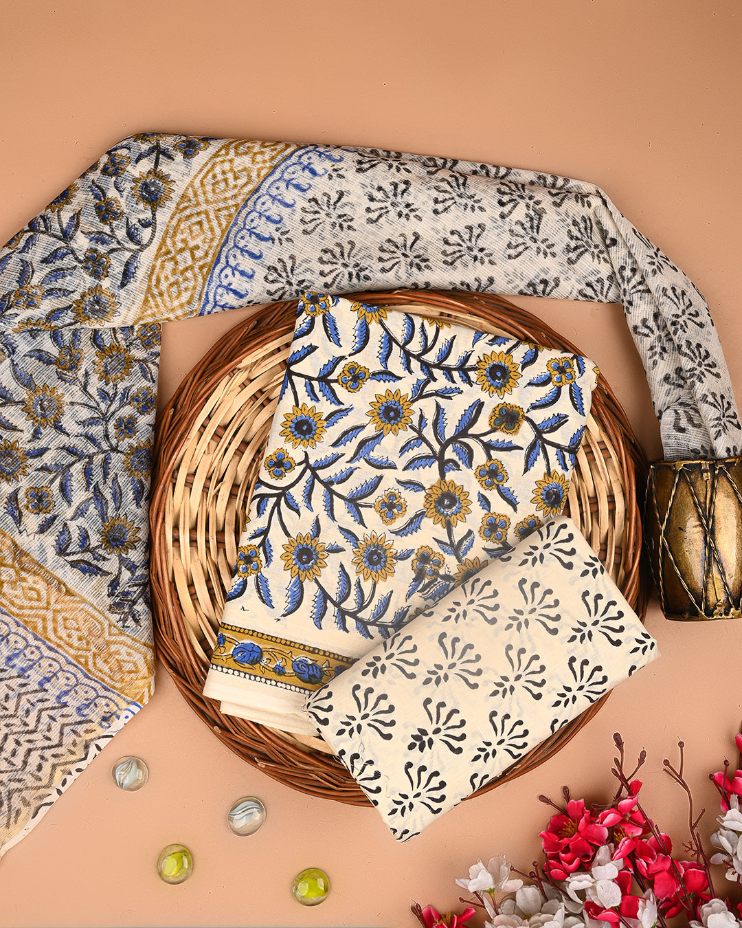Exclusive Hand Block Print Cotton Suit With Kota Doria Dupatta(BSCOTKO113)