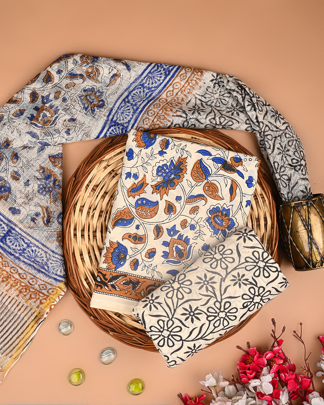 Exclusive Hand Block Print Cotton Suit With Kota Doria Dupatta(BSCOTKO112)
