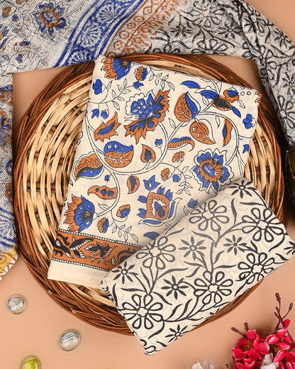 Exclusive Hand Block Print Cotton Suit With Kota Doria Dupatta(BSCOTKO112)