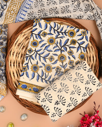 Exclusive Hand Block Print Cotton Suit With Kota Doria Dupatta(BSCOTKO113)
