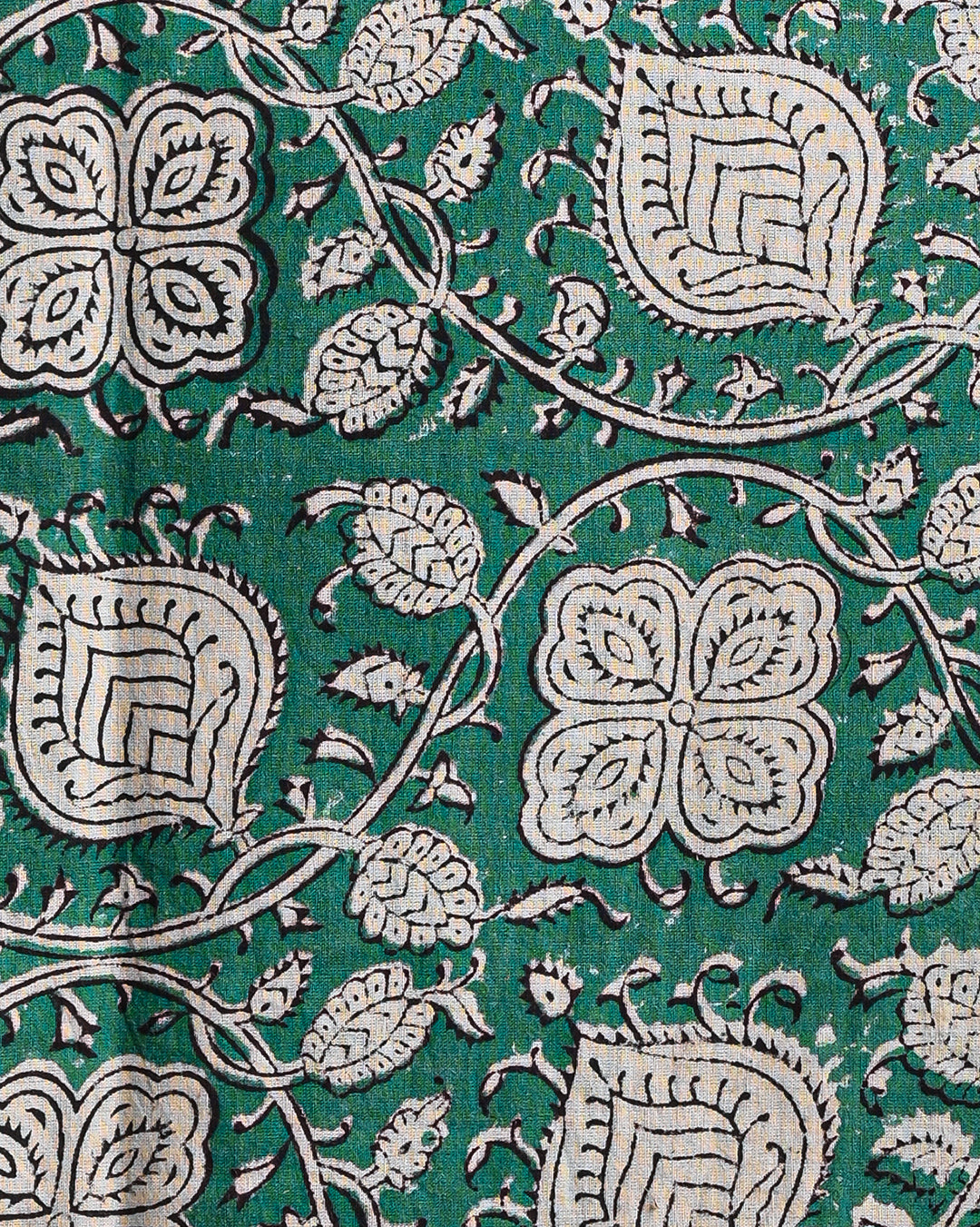 Classic Green Hand Block Printed Cotton Suit With Cotton Dupatta (BSCOTMU04)