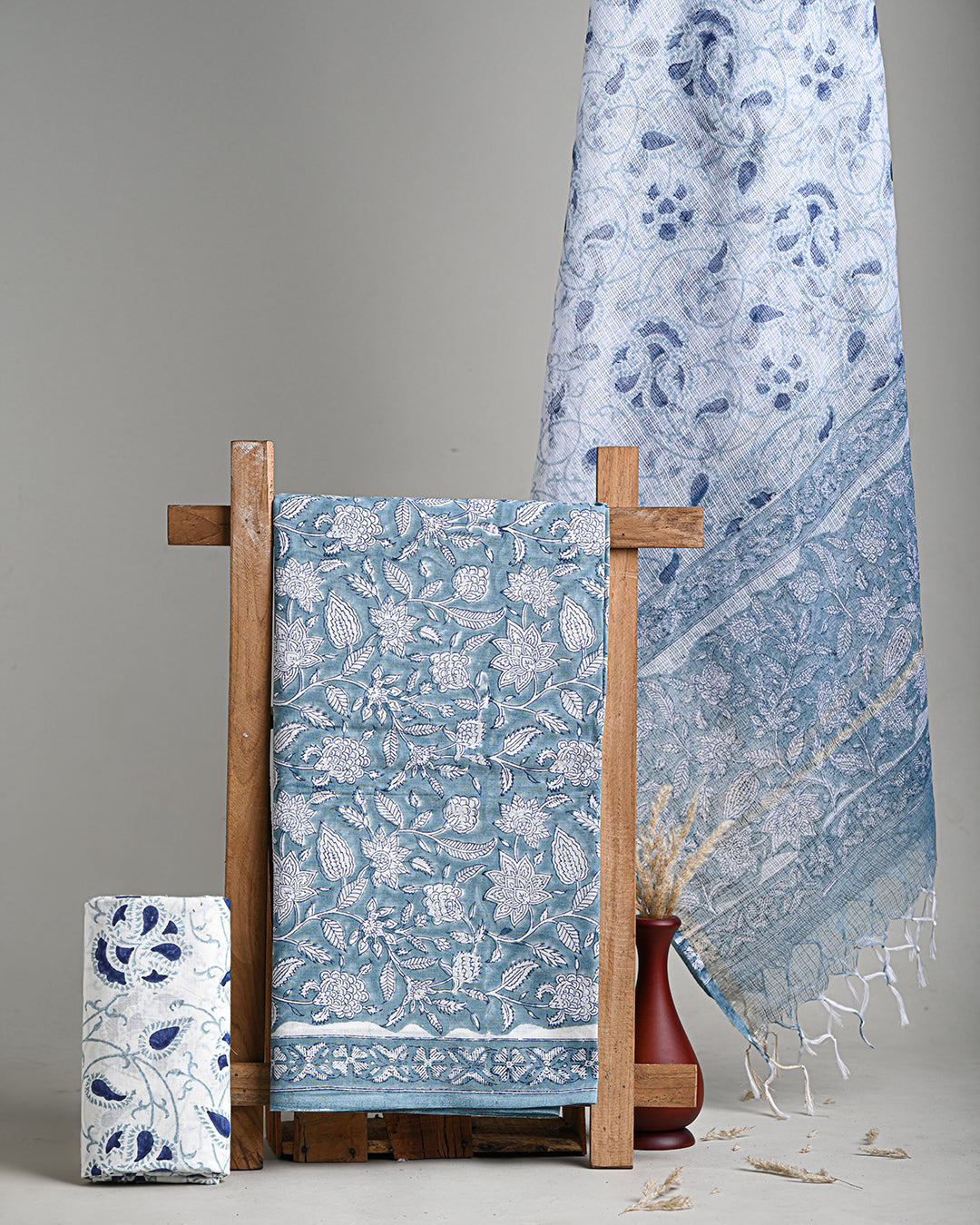 Exclusive Hand Block Print Cotton Suit With Kota Doria Dupatta(BSCOTKO13)