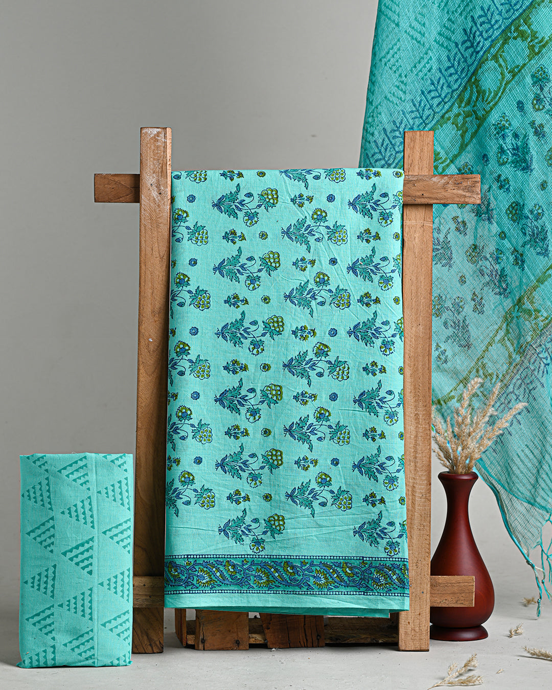 Exclusive Hand Block Print Cotton Suit With Kota Doria Dupatta(BSCOTKO10)