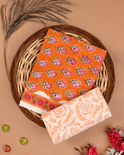 Premium Sanganeri Printed Cotton Suit Top And Bottom Set (BSTB81)