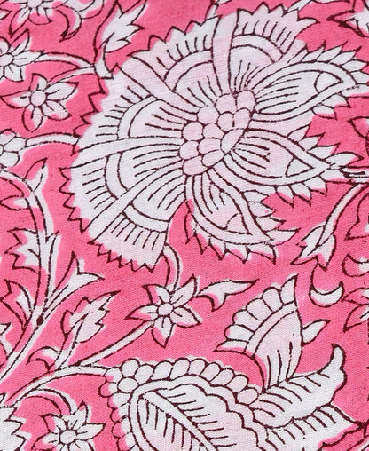 Premium Pink Floral Sanganeri Print Cotton Suit With Kota Doria Dupatta (EACOTKO08)